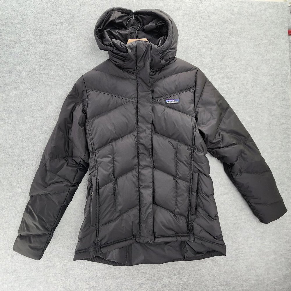 Patagonia Jacket Womens Medium Black Parka Down With It Quilted Puffer Hooded